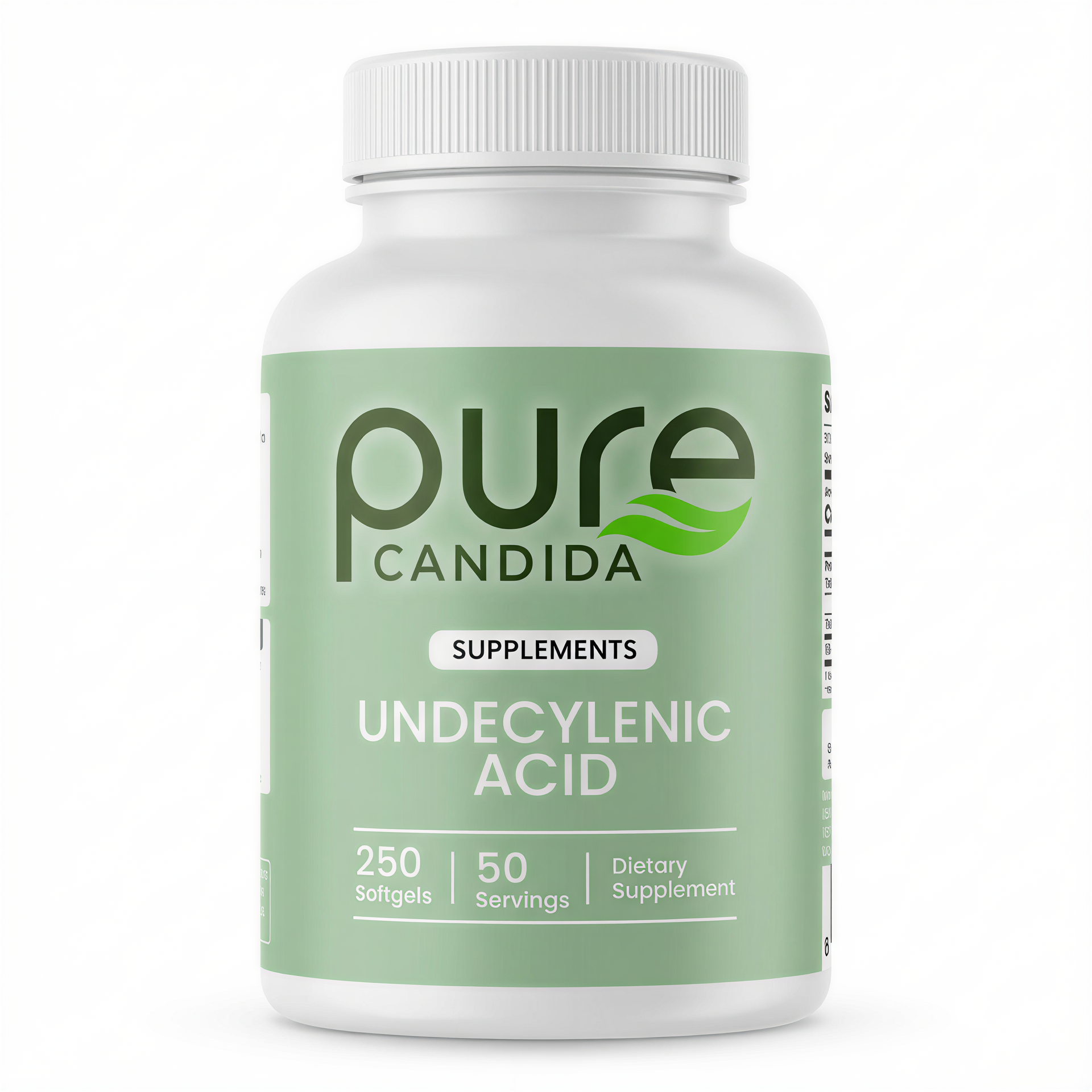 PureCandida Undecylenic Acid 250 mg Softgels – 50 Capsules | Premium Fatty Acid Supplement