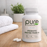 Pure Candida Probiotic Enzyme Prime III – Daily Gut Health & Digestive Support, Enzymes & Prebiotics – 90 Capsules