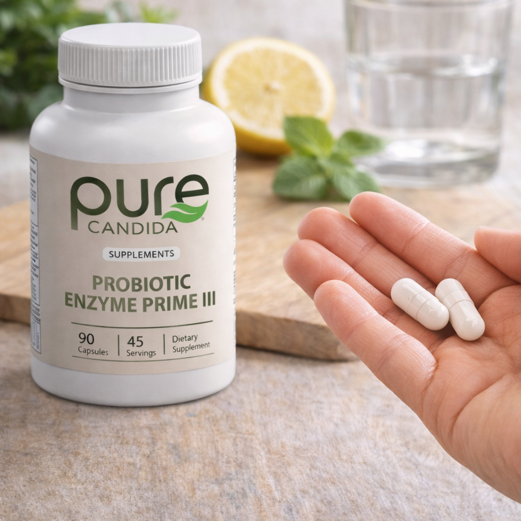 Pure Candida Probiotic Enzyme Prime III – Daily Gut Health & Digestive Support, Enzymes & Prebiotics – 90 Capsules