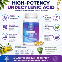 PureCandida Undecylenic Acid 250 mg Softgels – Premium Fatty Acid Supplement | 50 Capsules | Quality Manufactured in USA